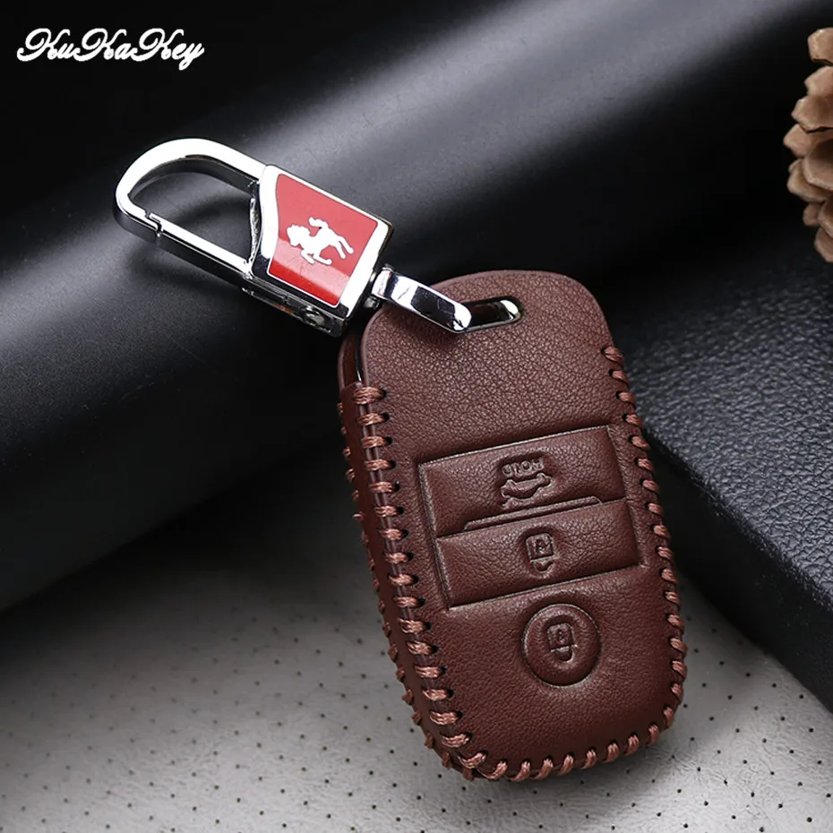 

For Kia Rio K2 Ceed Sportage Soul Sorento Cerato Spectra Carens Forte Borrego Leather Car Key Case Cover Bag Key rings Chain Fob