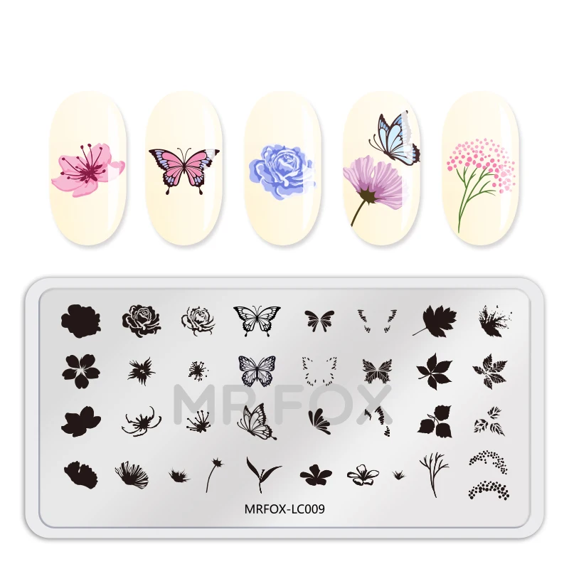 

Nail Art Stamping Plates Butterfly Flower Cactus Tree Patten Mandala Spring Stamp Template Manicure Stamping Plate Stencil Tool