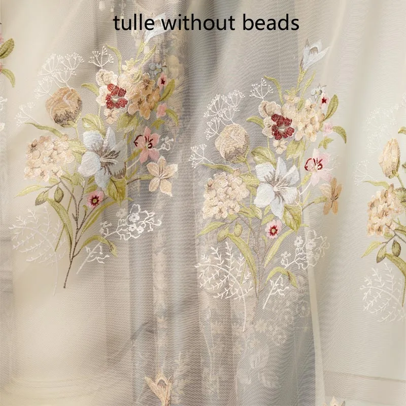 tulle without beads Высокое качество, королевские аристократические рельефные жаккардовые затемненные шторы для спальни, классические элегантные шторы для гостиной, отеля - Цвет: tulle without beads