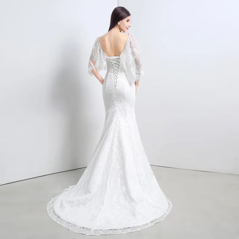 Кружевное свадебное платье русалка с запахом цвета слоновой кости|lace mermaid wedding