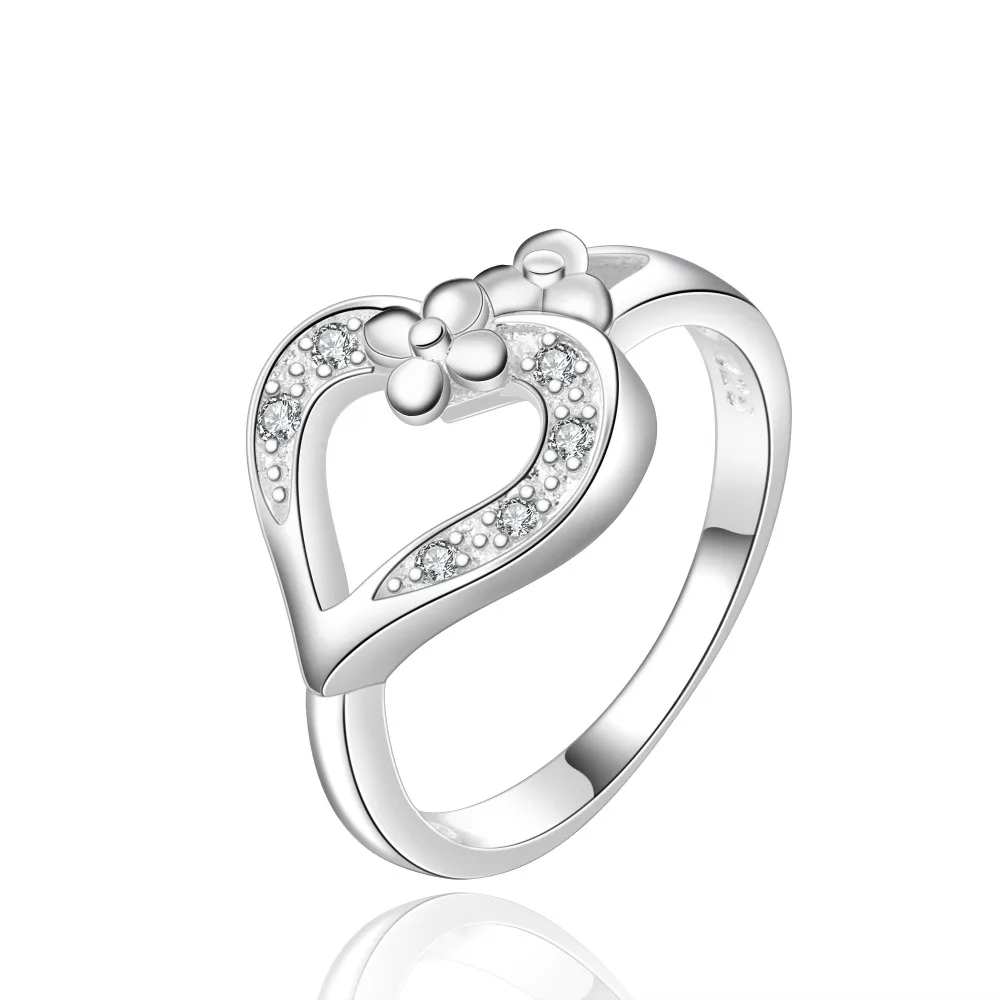 Derly Anniversary Ball Fashionable Sweet Romantic Heart-shaped Silver-plated Claw Set of beautiful ladies rings wholesale | Украшения и