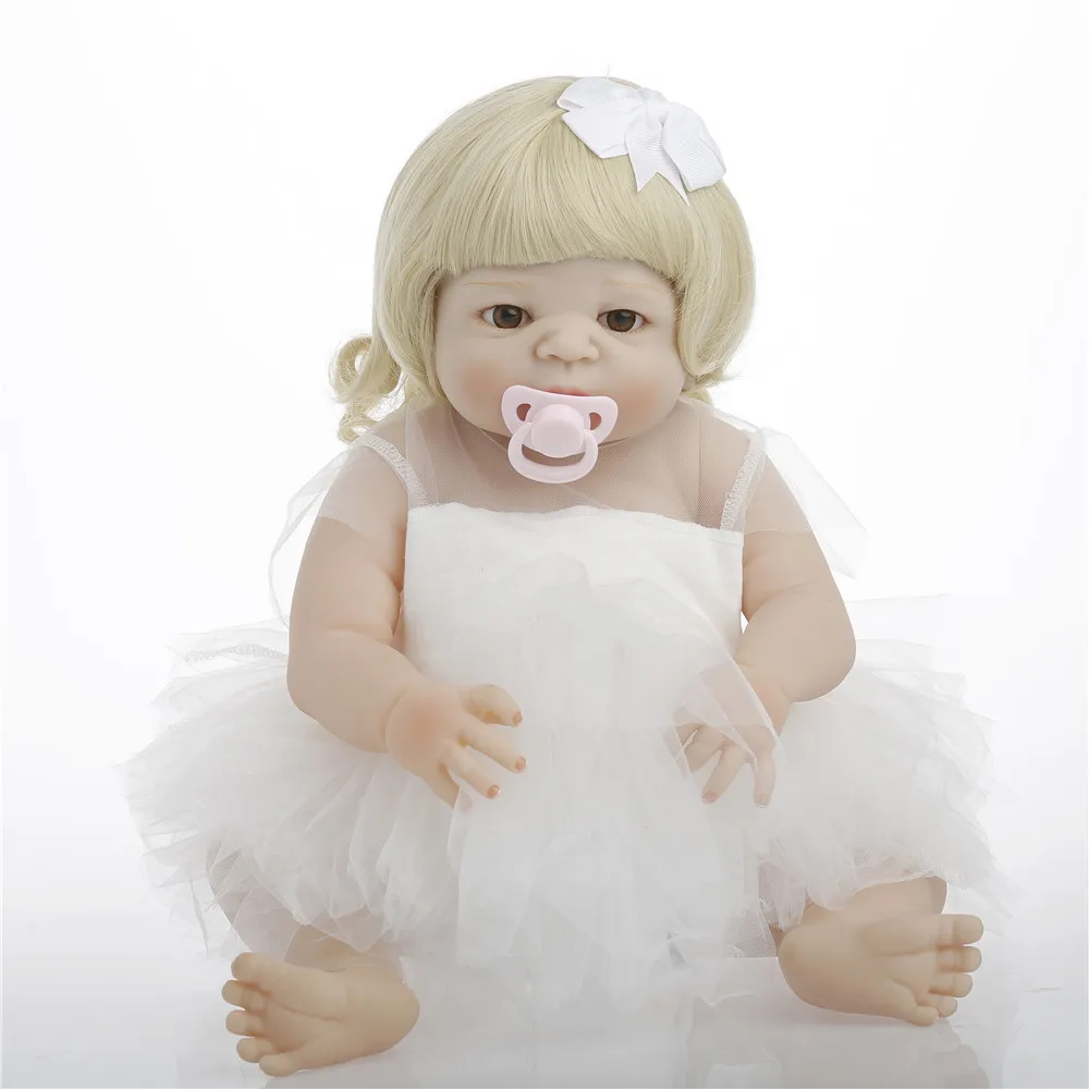 SanyDoll 22 дюйма 57 см полностью силиконовая кукла для новорожденной девочки игрушки
