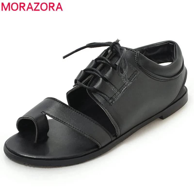 MORAZORA/2020 новые модные сандалии на плоской подошве женская обувь однотонные летние