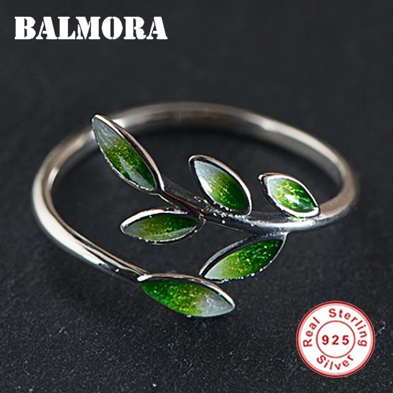 BALMORA,, настоящее 925 пробы, Серебряные Листья, эмалированные кольца для женщин, для влюбленных, простые, модные, ювелирные изделия, Anillos SY22186