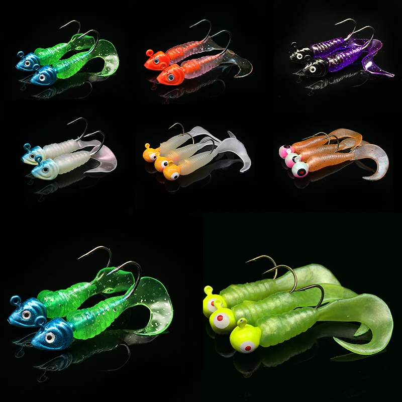 17 шт./компл. приманка для рыбалки набор со Lead Jig Head крюк личинка мягкие приманки в