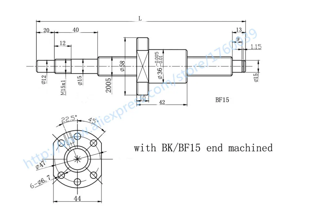 SFU2005 C7 свернутый шариковый винт 1 шт. RM2005 L = 400 мм+ 1 шт. Одиночная шариковая гайка+ 1 шт. BK/BF15 Торцевая поддержка для ЧПУ части