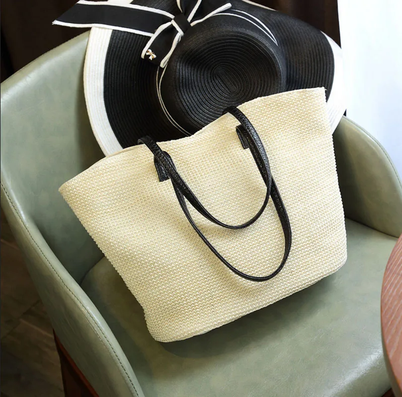 2017 Горячая Летняя Пляжная сумка для отдыха соломенный женский простой тоут