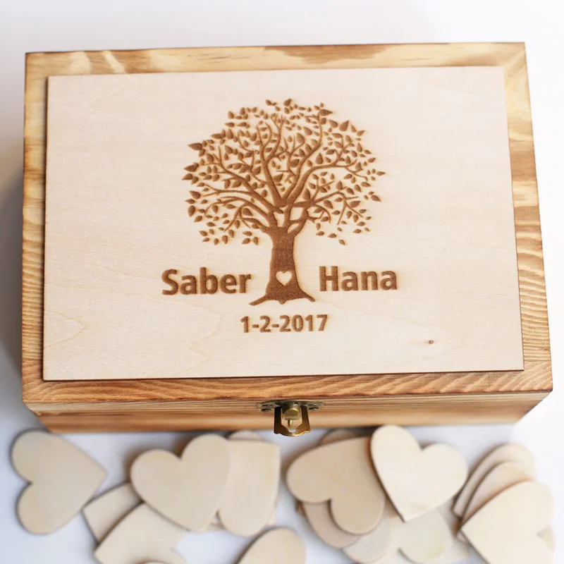 Индивидуальная книга для гостей на свадьбе деревянный ящик Keepsake заказ коробка