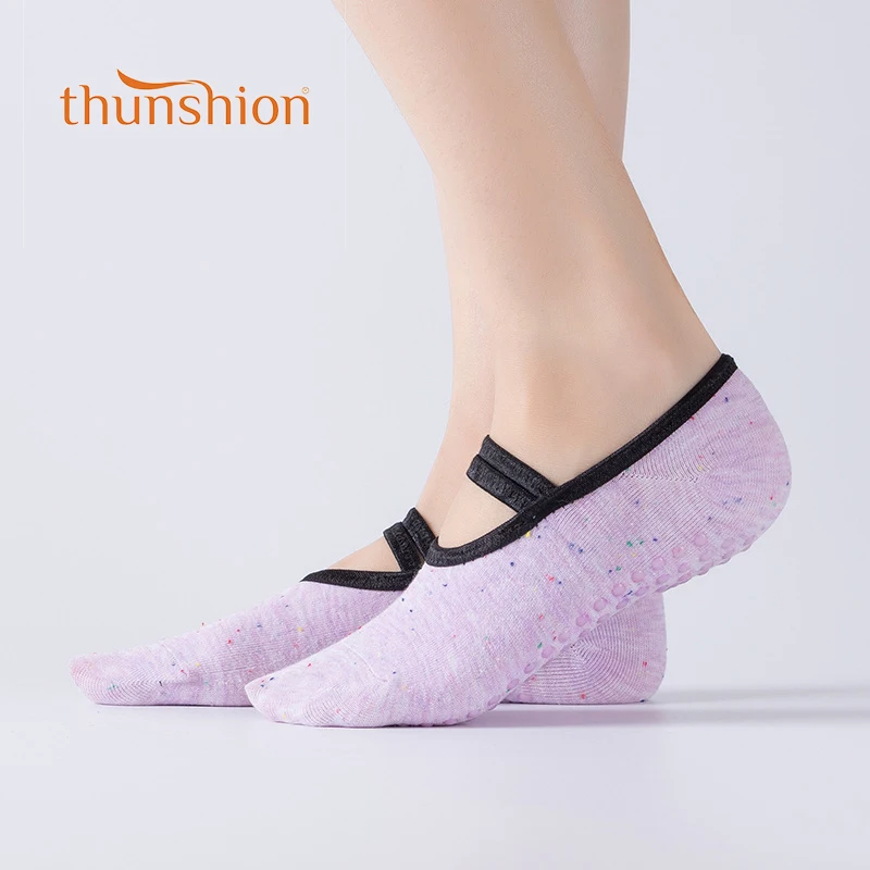 Thunshion 3 пары женские эластичные носки для йоги Нескользящие массажные модные с