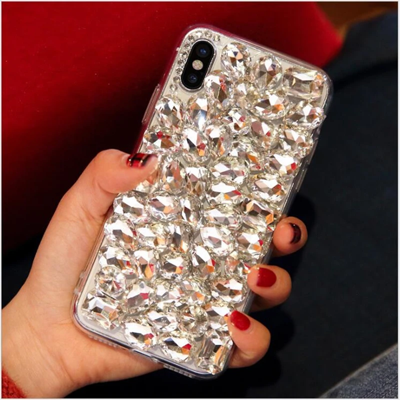Чехол для iPhone XS Max XR X блестящий прозрачный мягкий чехол со стразами 5S 6S 7 8 Plus 11 Pro