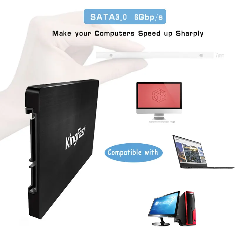 Kingfast сверхтонких металлических 2 5 &quotSATA III SSD ЖЕСТКИЙ ДИСК ВНУТРЕННИЙ 120 ГБ 240 480 1 ТБ