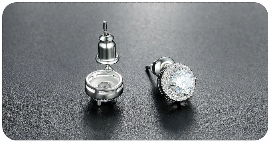 UMODE, белое золото, Круглые, 0.5ct, серьги-гвоздики для женщин и девочек, простые серьги с кубическим цирконием, модные ювелирные аксессуары UE0259