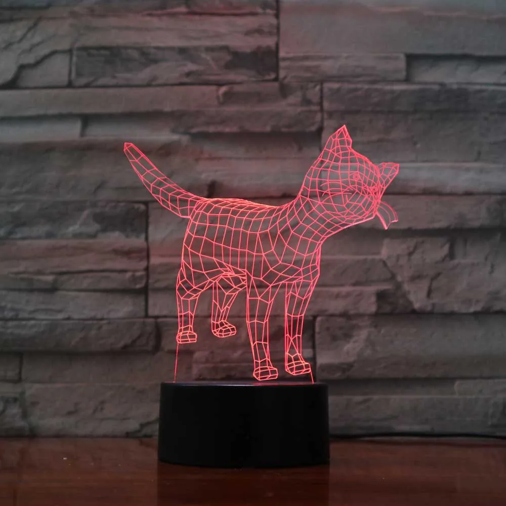 Творческий 7 цветов Изменение 3D Led животного ночные светильники Usb сенсорный