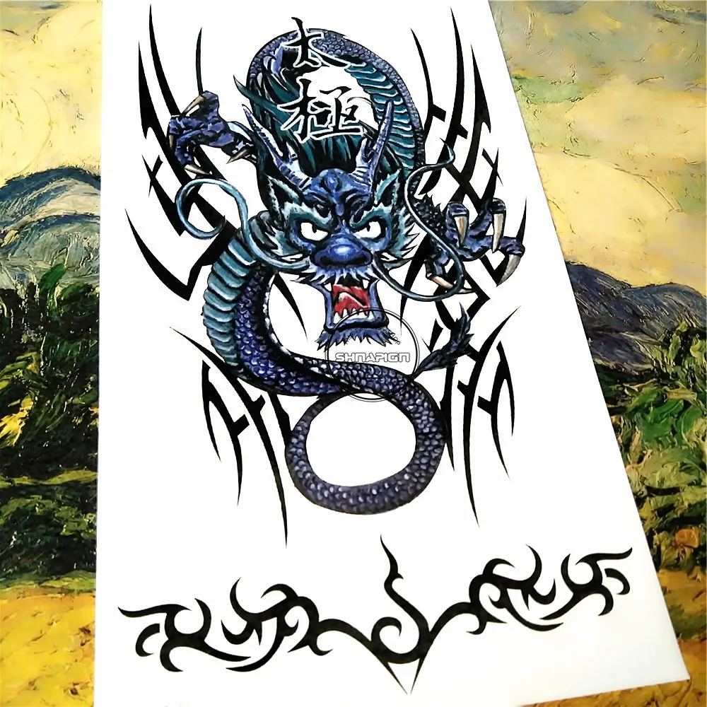 SHNAPIGN Eastern God Azure Дракон Временные татуировки боди арт флэш тату наклейки 17*10 см