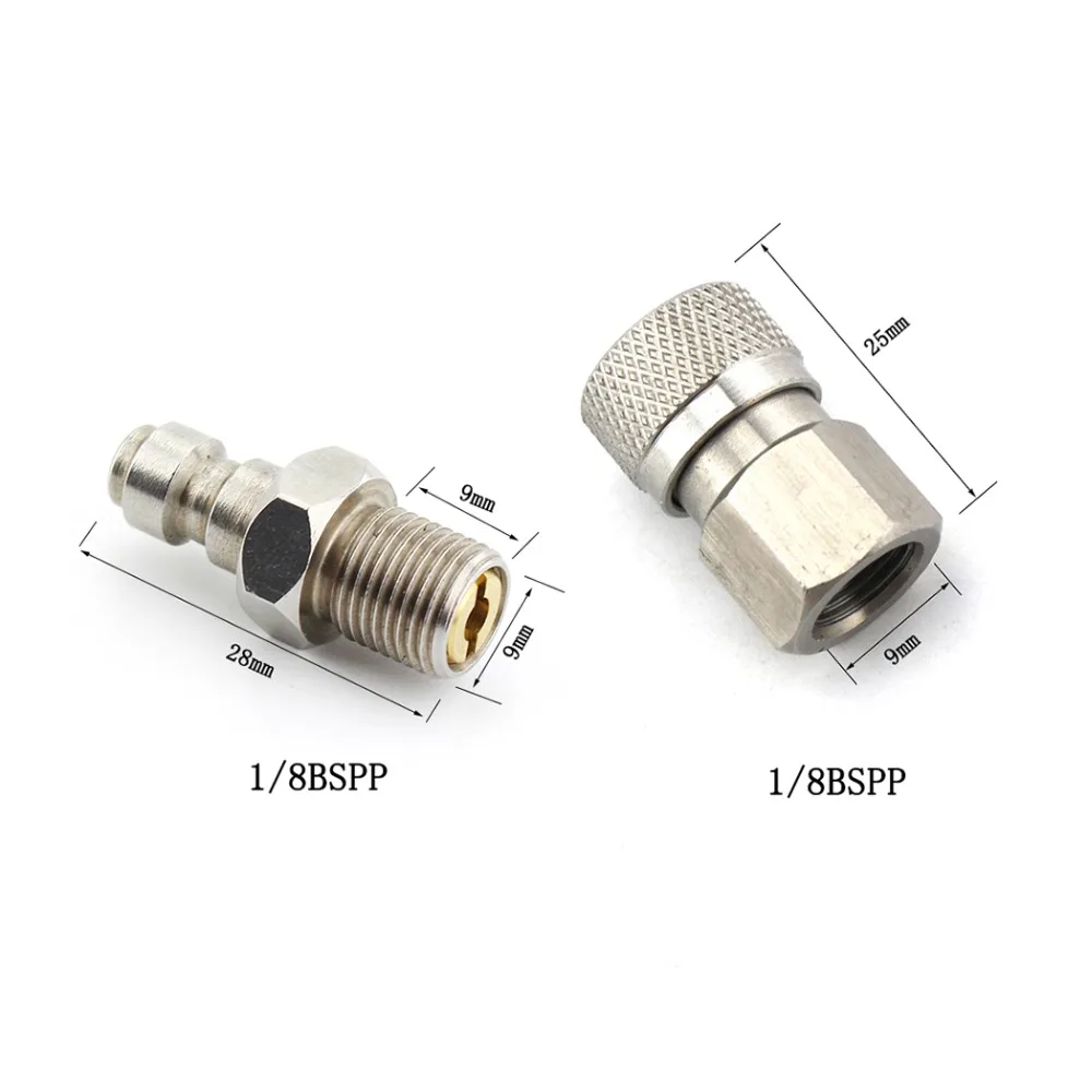 PCP Airforce Paintball 1/8BSPP Stainless Steel G1/8 Male Plug and Female Quick Disconnect SET Connector Fittings Socket 2pcs/set | Спорт и