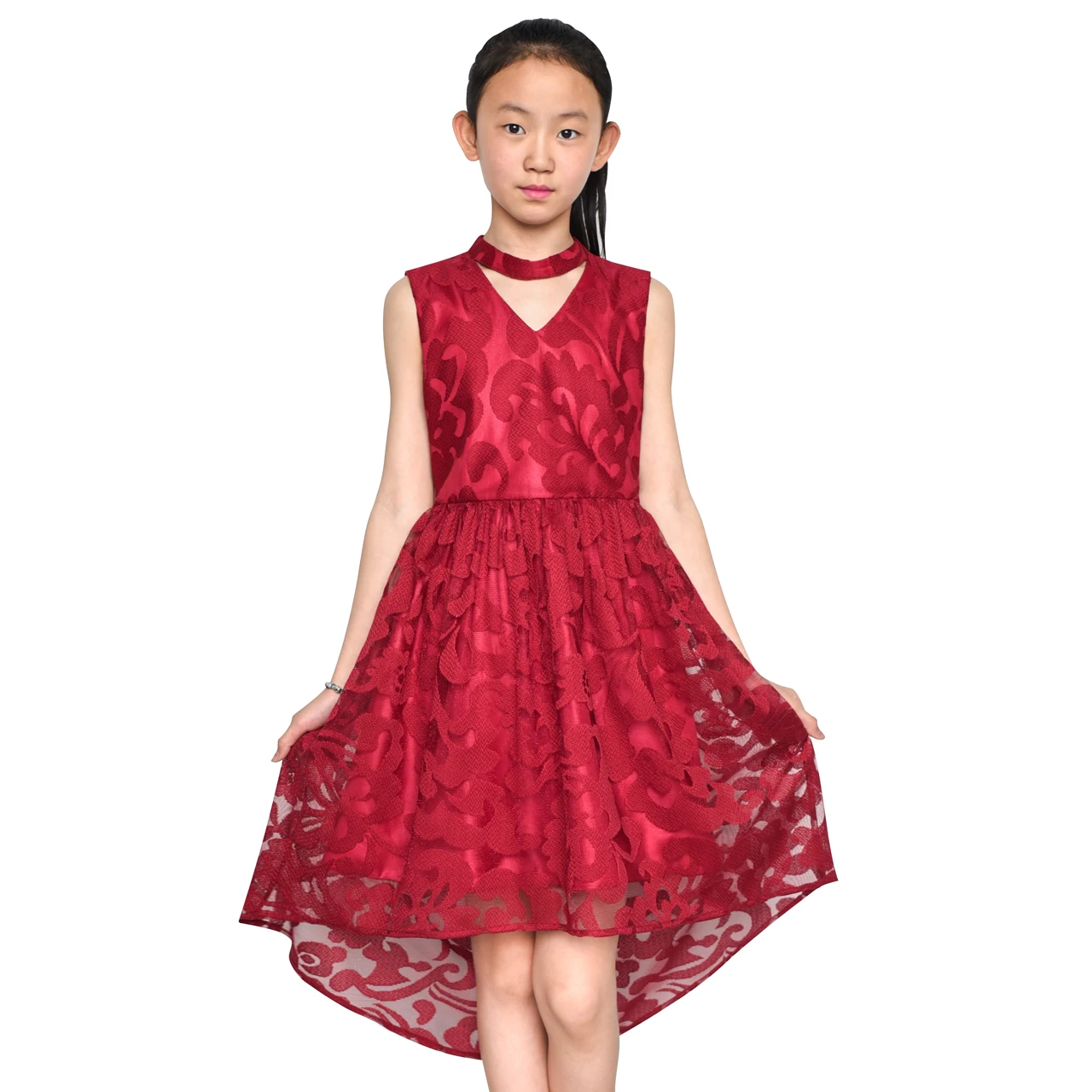 Sunny Fashion платья для девочек новогодние костюмы Цветок Девушка Платье Бургундия