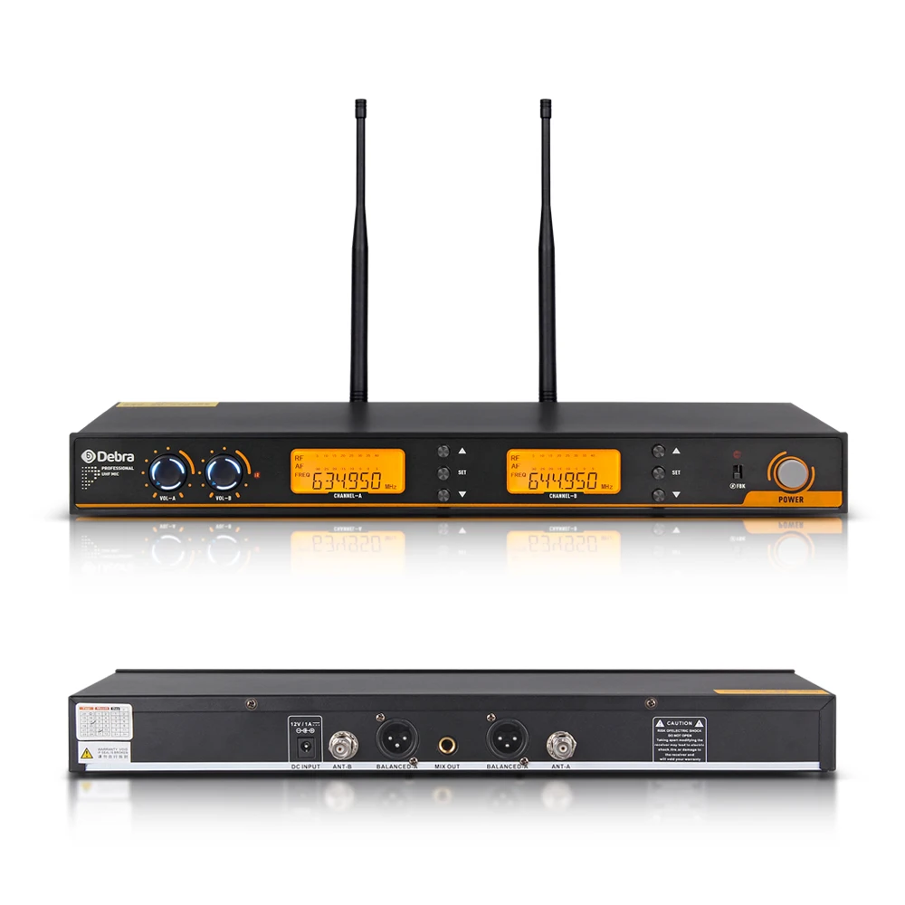Микрофон Debra Audio S200 UHF 2*100 с регулируемой частотой беспроводная система ручными