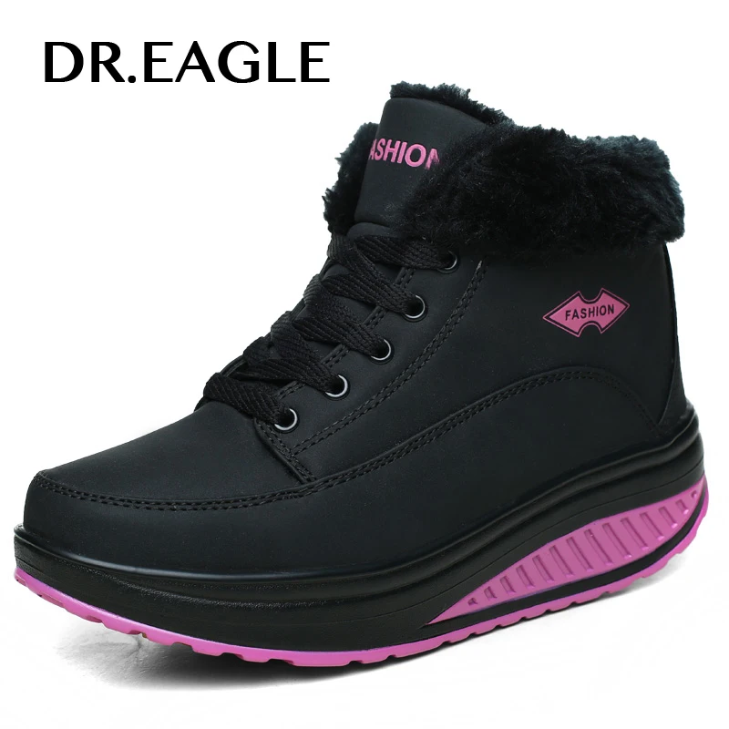 Женские кроссовки на платформе DR.EAGLE кожаные с высоким голенищем утягивающие