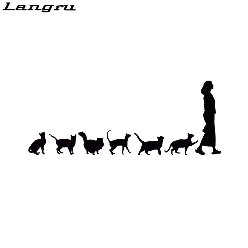 

Langru кошки после женщины смешное украшение Милая крутая мультяшная наклейка на автомобиль Стайлинг автомобиля Jdm