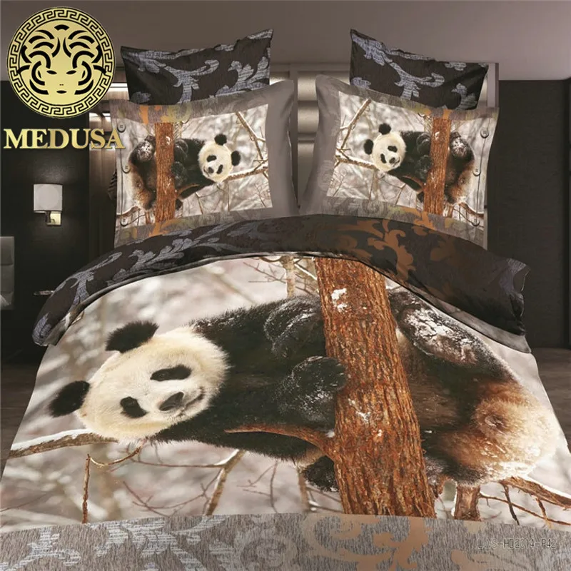 Медуза 3d панда цифровой комплект постельного белья пододеяльник простыня