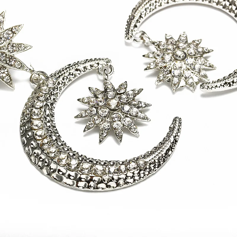 HEBEHERA Sun Moon Crystal Earrings for Women Exaggeration Earing Fashion Female Personality Jewelry Gift Wholesale | Украшения и