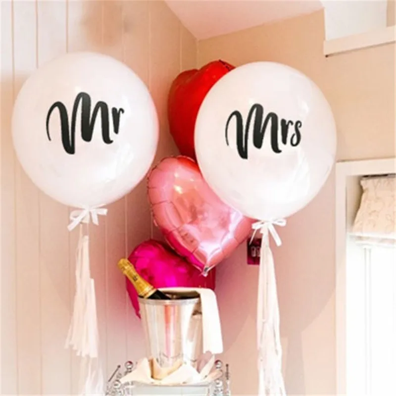 Латексные воздушные шары 1 шт./лот 36 дюймов с круглым белым принтом Mr & Mrs для