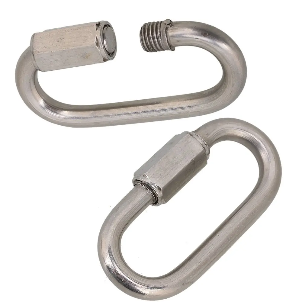 

M6 Multifunctional 304 Stainless Steel Carabiner Quick Oval Screw lock Link Lock Ring Hook 1pcs