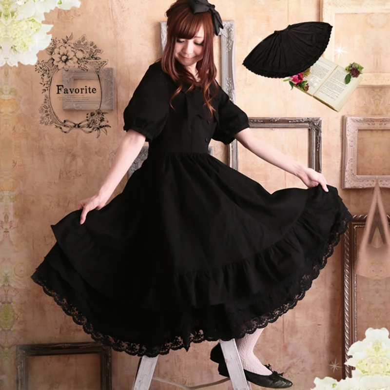 Фото Mori Girl Sweet Lolita Ruffle Black Skirt Women Solid Muti-layered Lace Up Female Cotton Flare Petti Skirts T498 Женская одежда Mori Girl Sweet Lolita Ruffle Black Skirt Women Solid Muti-layered Lace Up Female Cotton Flare Petti Skirts T498 Женская одежда