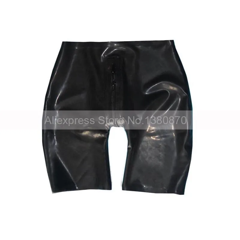 Latex Men Boxer Shorts With U-Crotch Zipper Sexy Rubber Male Five Pants Plus Size Customized S-LPM014 |