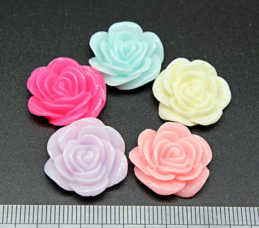 200 шт. разноцветные полимерные Цветочные бусины в форме розы розовые