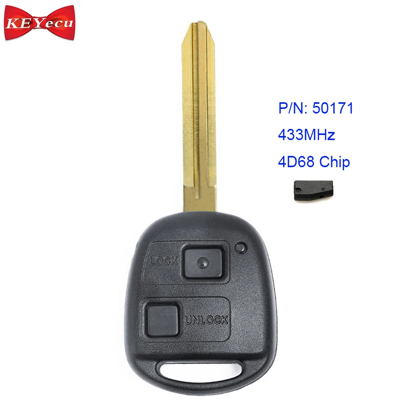 KEYECU для Toyota Avensis Kluger Prado120 Tarago RAV4 дистанционный ключ брелок 433 МГц 4D68 чип P/N 50171 42050 -