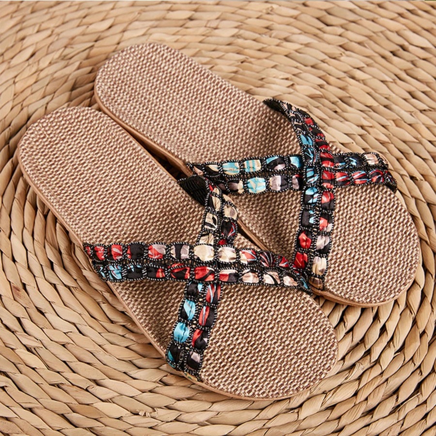 Шлепанцы LCIZRONG женские домашние Нескользящие в богемном стиле для ванной пляжные