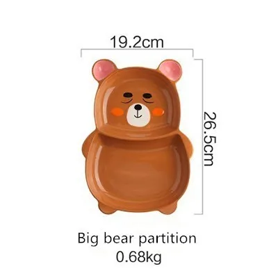 Big bear partition Милая миска с рисунком животного, оригинальная стильная ручная детская керамическая посуда, домашняя ложка, фруктовые блюда, салатные стеклянные миски - Цвет: Big bear partition
