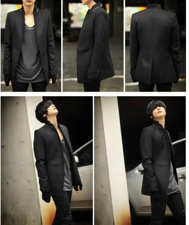 Шерстяное мужское пальто с воротником-стойкой повседневный костюм тренчкот