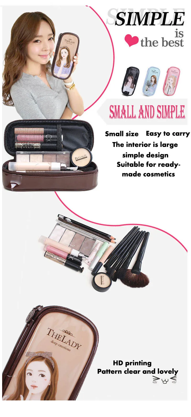 Корейская косметичка для путешествий, Модный милый косметический чехол с принтом для девочек, многофункциональный органайзер, косметичка для макияжа, студенческий пенал, чехол