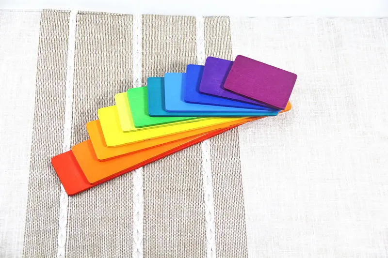 11Pcs Rectangular ToysParadise большие радужные блоки/полукруглые строительные блоки прямоугольная доска Pegdolls геометрические деревянные игрушки для обучения детей - Цвет: 11Pcs Rectangular
