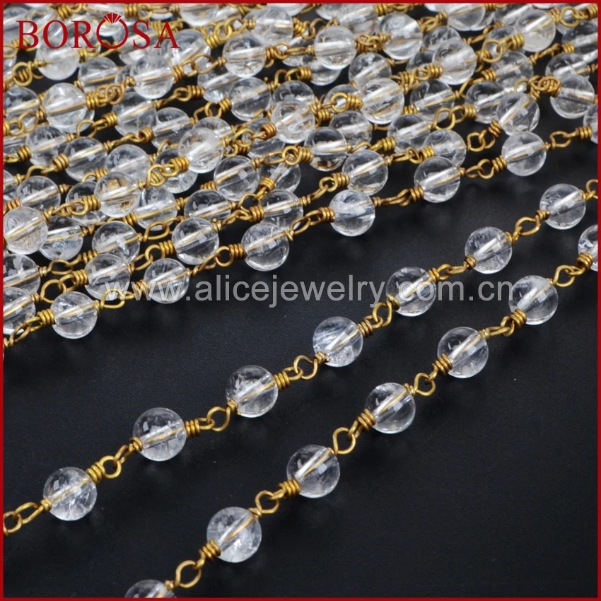 Женская круглая цепочка с бусинами 6 мм JT121|bead chain|rosary chainbeading wire |