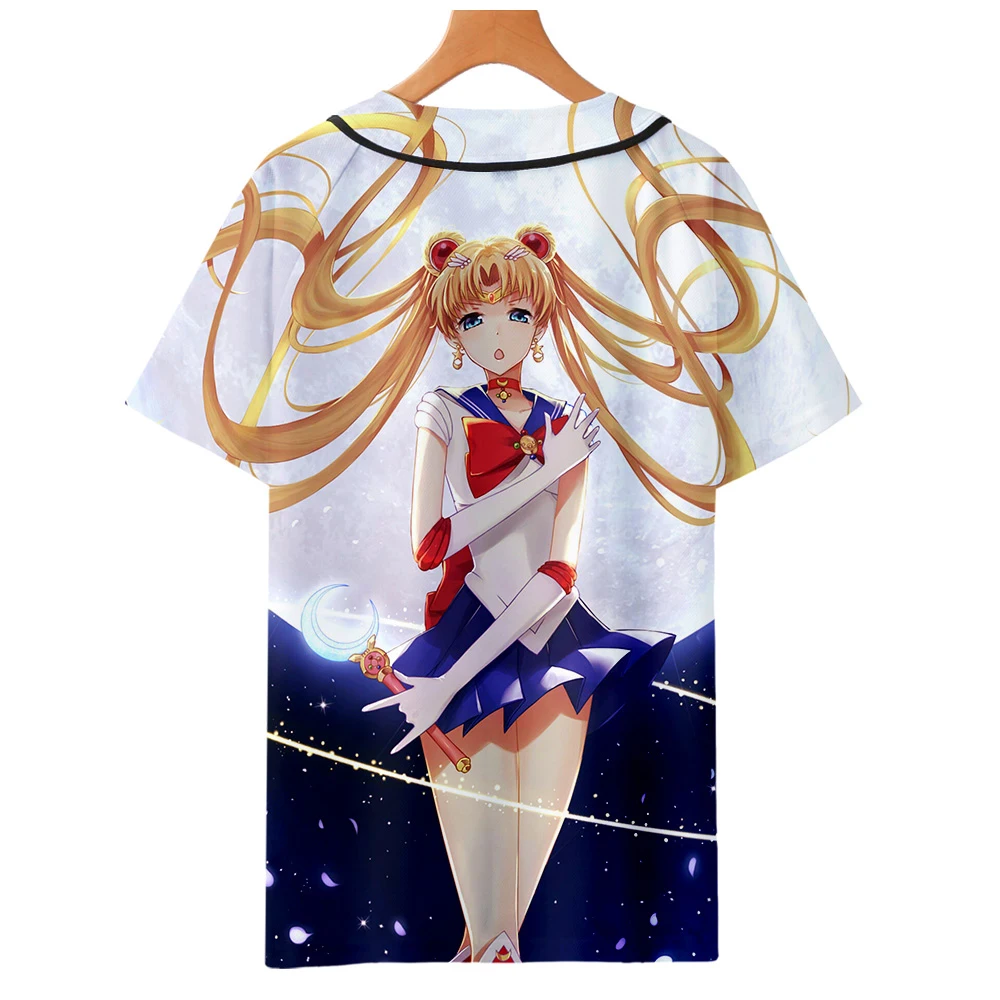 Sailor moon 3D Женская и мужская летняя новая одежда Лидер продаж бейсбольные футболки с коротким рукавом повседневные футболки K-pops плюс размер xxl