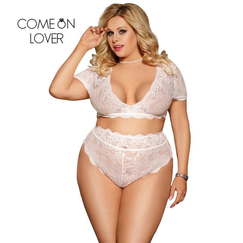 

Comeonlover V Neck Lingerie Porno Set Summer Wire Free Lace Bras and Panty for Women Plus 2 Pieces Sexy Underwear Set RE80760