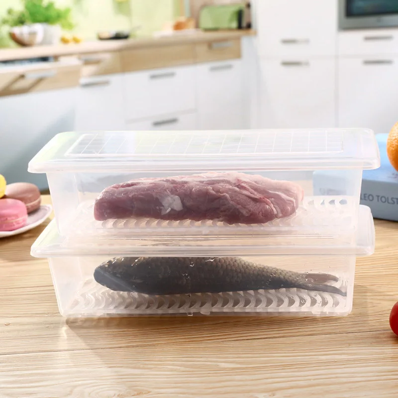 Newly Refrigerator Food Storage Box Fish Meat Fresh Keeping Transparent Fruit Vegetable Organizer Plastic Container Case VA88 | Дом и сад
