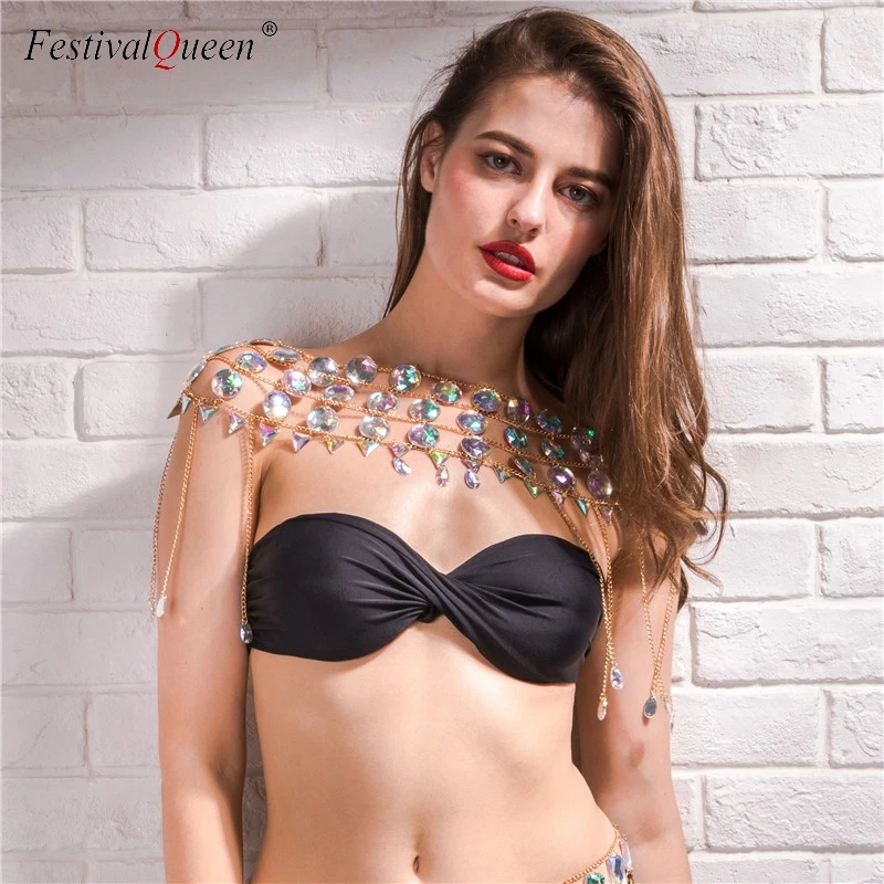 FestivalQueen блестящий кристалл драгоценный камень sequin укороченный Топ для женщин Роскошная ручная работа пэтчворк открытая спина o-образным вырезом ночной клуб вечерние топы на бретельках