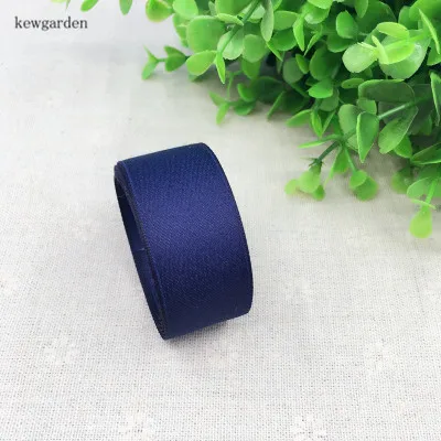 Темно-синий Kewgarden DIY брошь серьги бант для волос аксессуары атласные ленты матовая хлопковая лента 3/" 1" 1," вручную изготовленная лента тесьма 10 ярдов - Цвет: Темно-синий