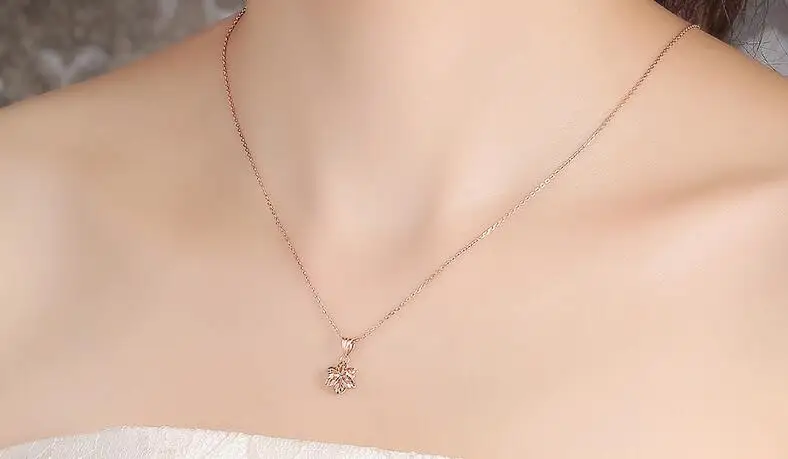 Блестящий шестигранный цветок 18k чистого настоящего твердого золота Шарм кулон ожерелье для женщин женские Необычные высококлассные AU750 офисные ювелирные изделия