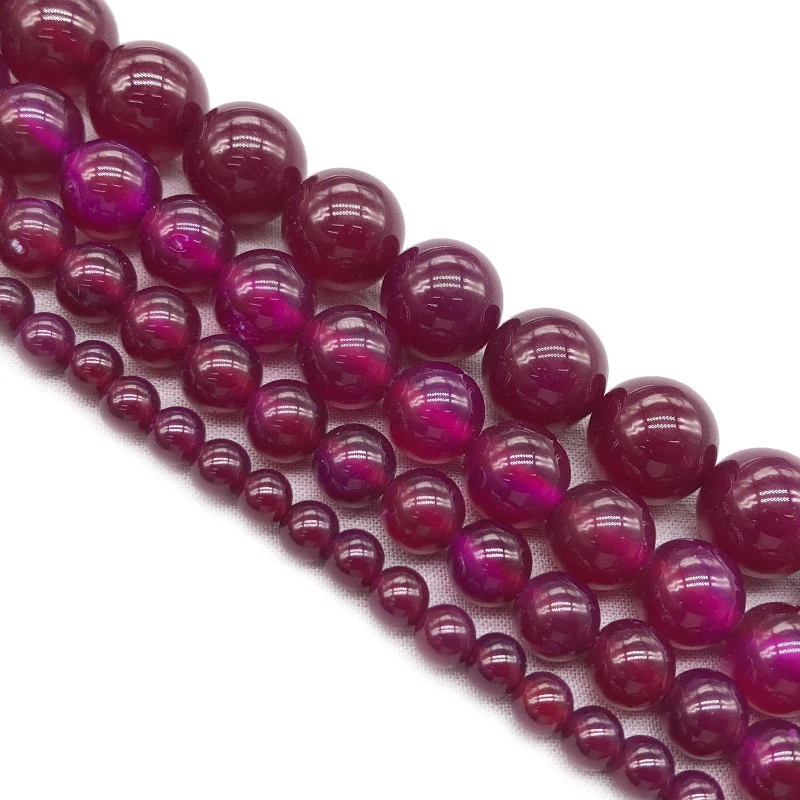 Wholesale Rose red Chalcedony agat Natural Stone Beads For Jewelry Making DIY Bracelet Necklace4/6 /8 / 10MM Strand 15'' | Украшения