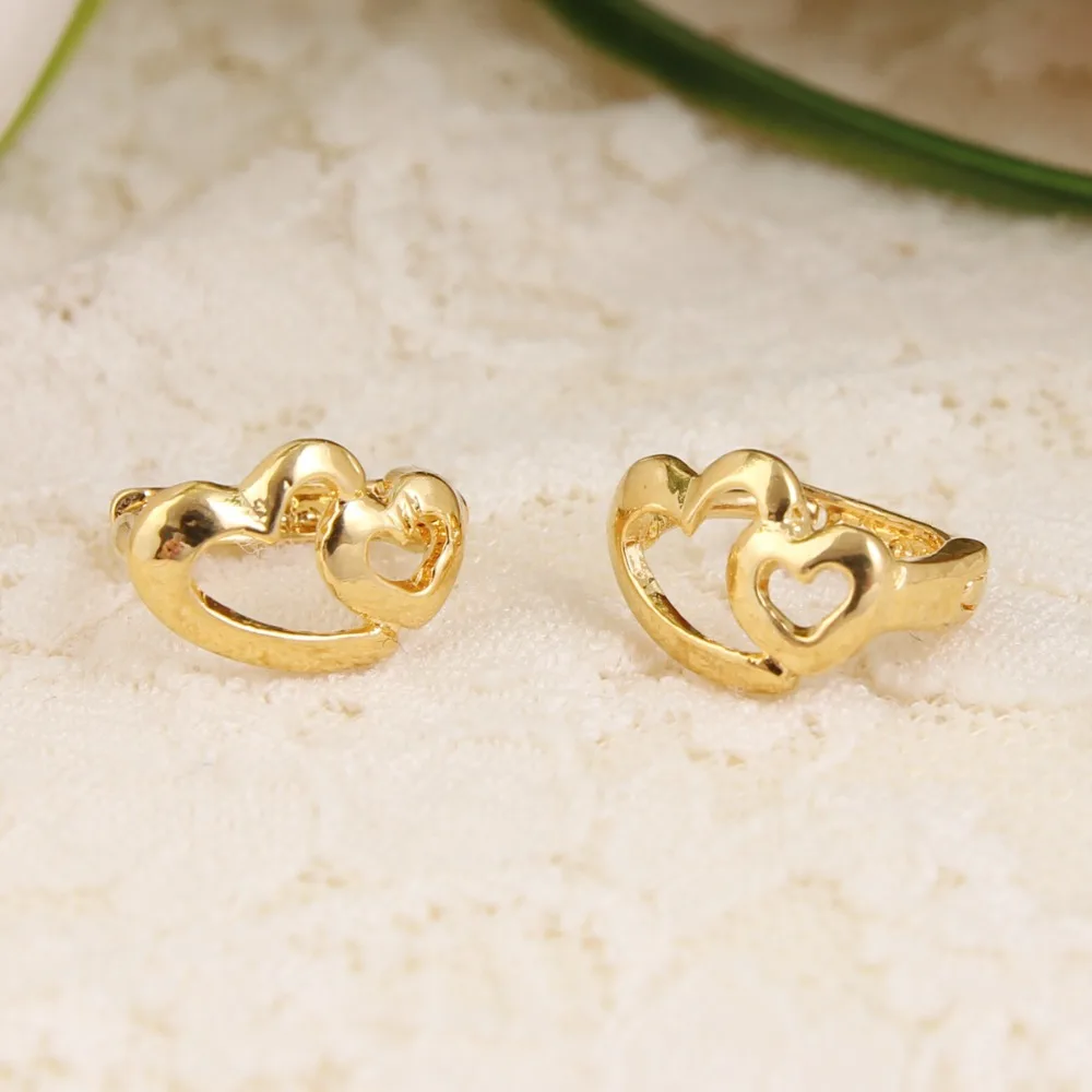 Самые дешевые серьги с сердцем для девочек Дубай золотые ювелирные изделия
