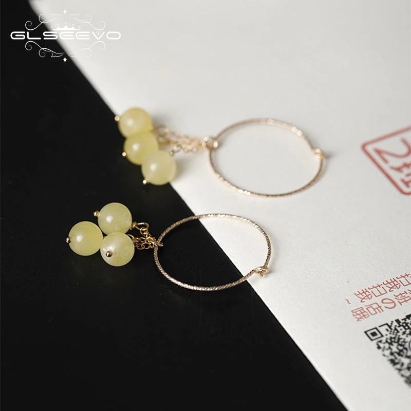 GLSEEVO 14 k позолоченные серьги кольца для женщин Бутик Мода натуральный серомель