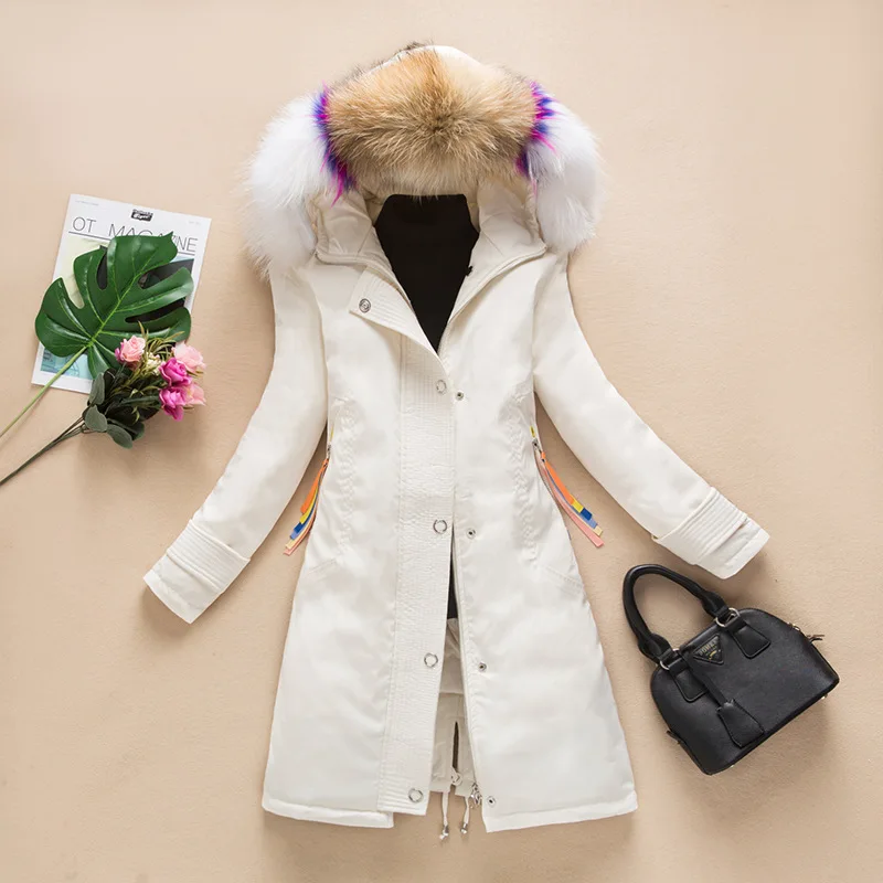 Зимние Для женщин пуховик 2018 утепленная с капюшоном вниз пальто дамы реального