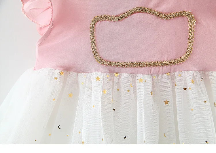 2019 Kids girl Lace Crown dress Baby Princess Stars Sleeveless kids party Summer baby wholesale clothes | Детская одежда и обувь
