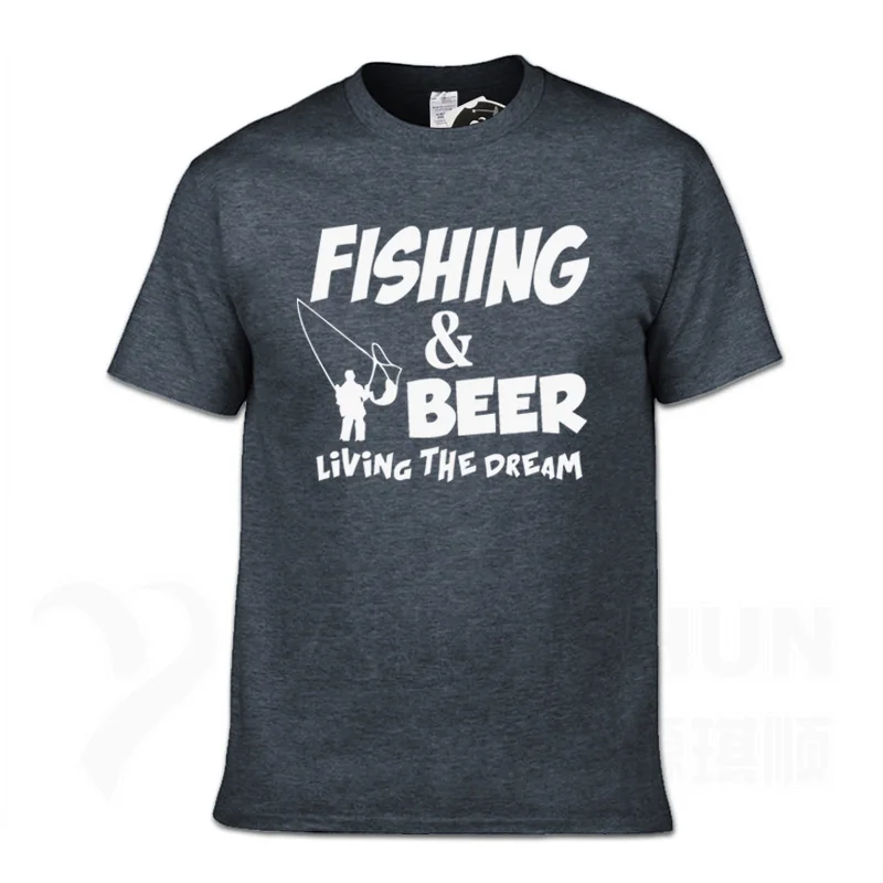 Dark gray 1 Футболка с надписью «Fishings» и надписью «Fishinger Beer Fish Live The Dream», футболка с надписью «Sporter Flying Fresh Fun Gift», футболки - Цвет: Dark gray 1
