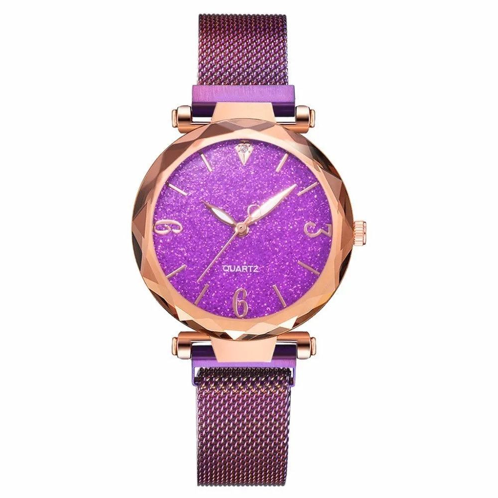 purple Лидер продаж женские часы с магнитной пряжкой звездное небо роскошные женские кварцевые часы из нержавеющей стали Relogio Feminino дропшиппинг - Цвет: purple